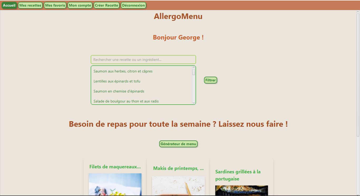 Capture d'écran d'AllergoMenu